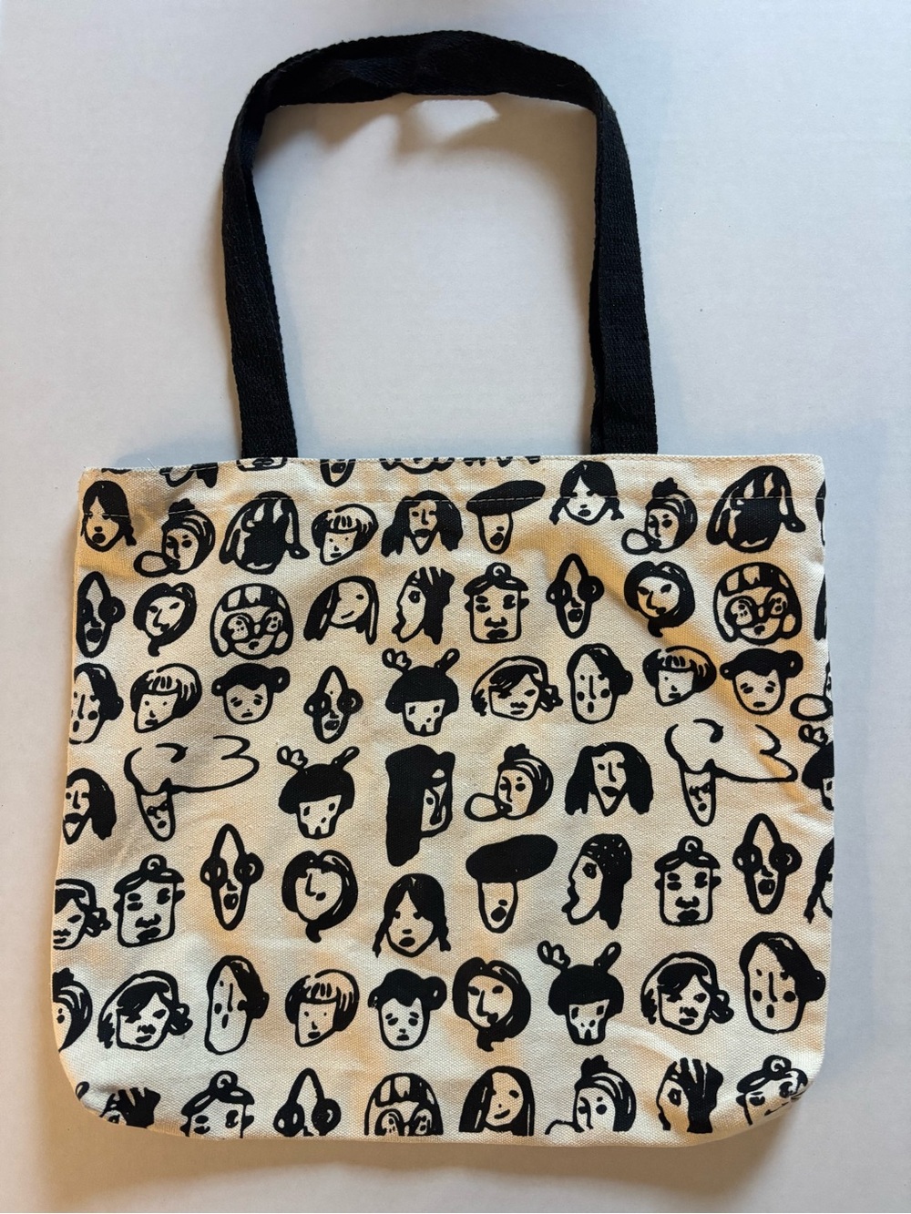 Canvas Tote Bag with Black Face Print - Unbranded